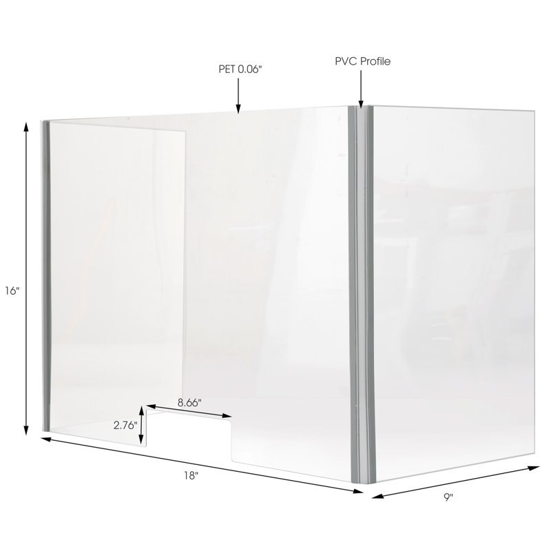 Clear Desk Dividers, 1.57" H x 17.32" W x 20.08" D