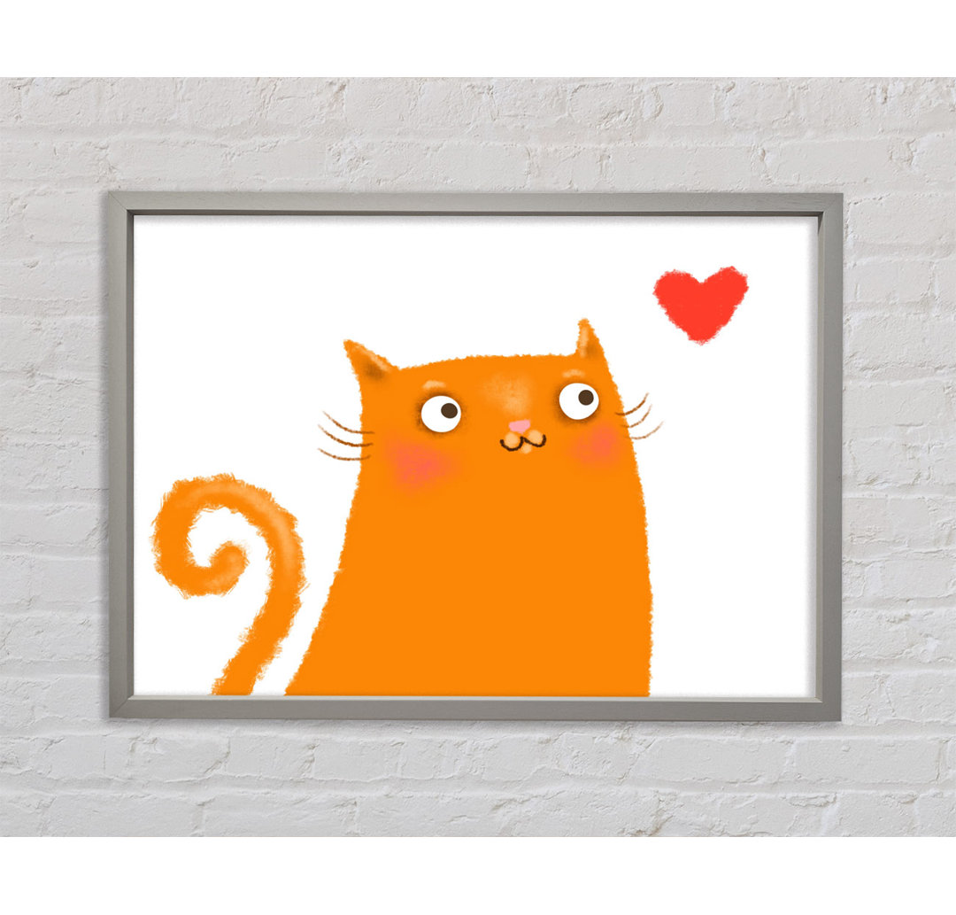 The Love Heart Orange Cat - Einzelbildrahmen Kunstdrucke auf Leinwand