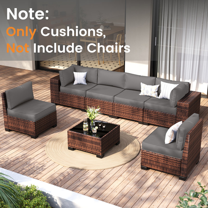 14-Piece Outdoor 3.5'' Replaceable Cushion Set Seat/Back Cushions Weather-Resistant Patio Conversation Seating Cushions For Backyard/Deck（Cushions Only without Sofa）