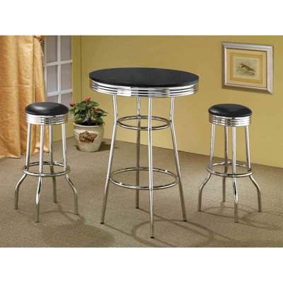 Table de bar ronde noire et chromée