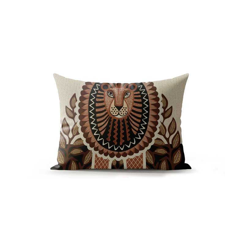 Aro Microsuede Rectangular Pillow, Beige/Brown/Black