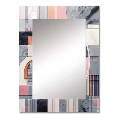 Pink Transcendent Angles III - Abstract Shapes Mirror, Pink Decorative Wall Mirror, Printed Metal Art