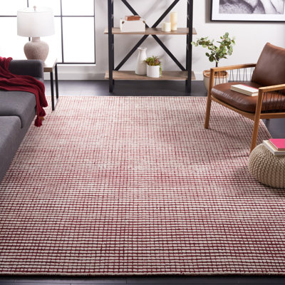 Tapis abstrait en laine à carreaux touffeté à la main