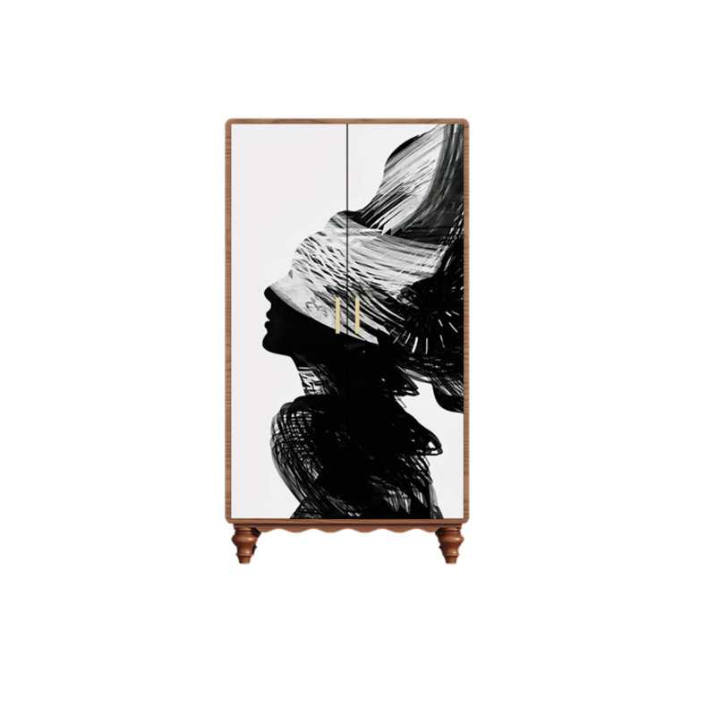 Garde-robe moderne pour chambre double, Noyer / noir / blanc