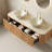 Dina 60" Bathroom Vanity&Sinks, Floating Curved Edges Striped Storage Cabinet With 2 Drawers, 2 Stone White Bowl Ceramic Basins&Travertine-Pattern Sintered Stone Top, Pre-Assembled, Natural Woodgrain-1351352561-1351352567