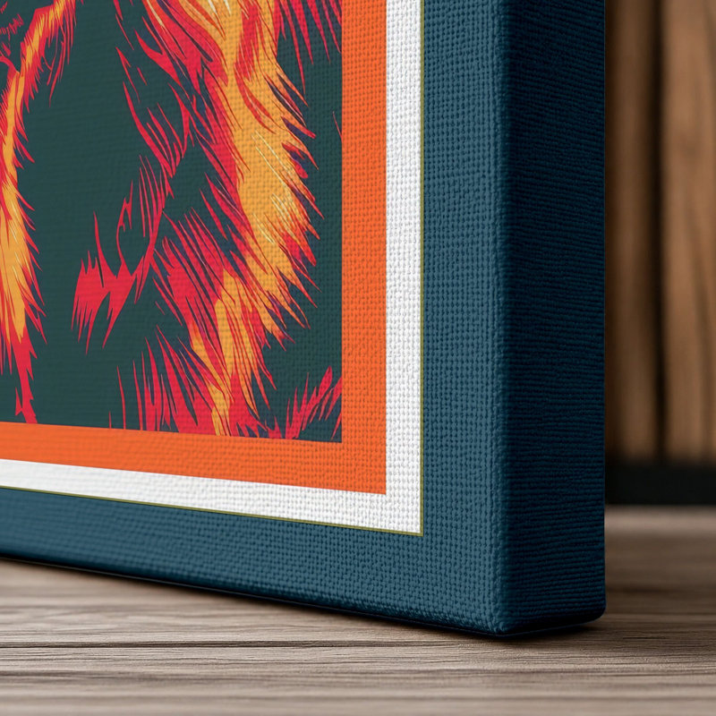 Highland Cattle Gaze Boho - Wrapped Canvas, 18x12 - 45.7 x 30.5 cm, Teal Border