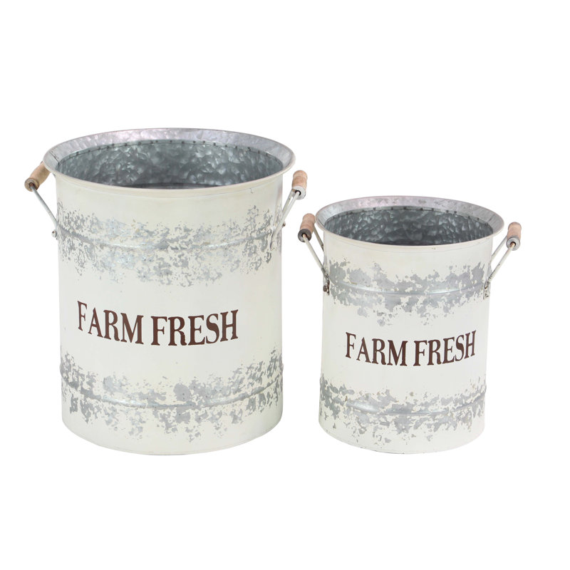 Ensemble de pot de fleurs 100% fer 2 pièces Crumrine, Blanc