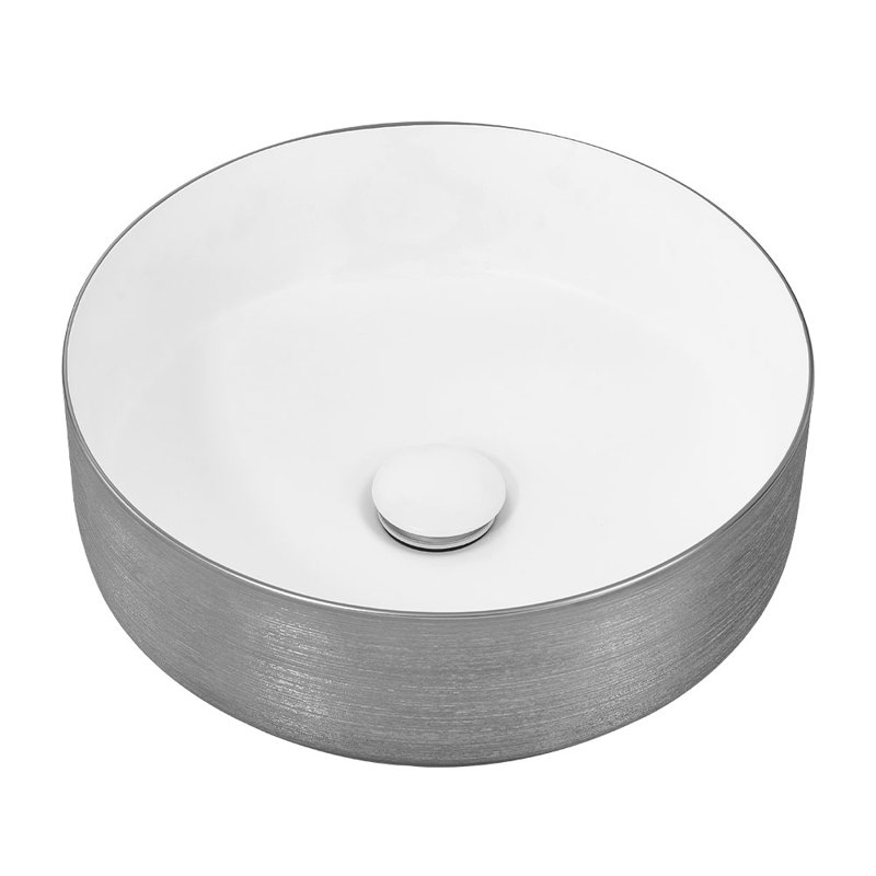 East Urban Home 360mm L x 360mm W Natural Ceramic Circular Sink, Gray