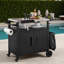 Outdoor Grill Cart Kitchen Island With Storage Cabinet, Foldable Table, Wheels, Stainless Steel Top, Hooks, Spice Rack And Waterproof Cover