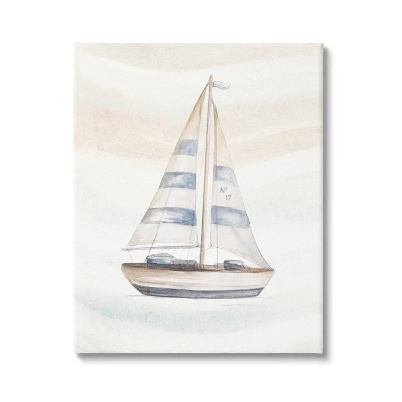 Voilier nautique à la dérive, vagues océaniques abstraites par Patricia Pinto - Peinture, Toile tendue