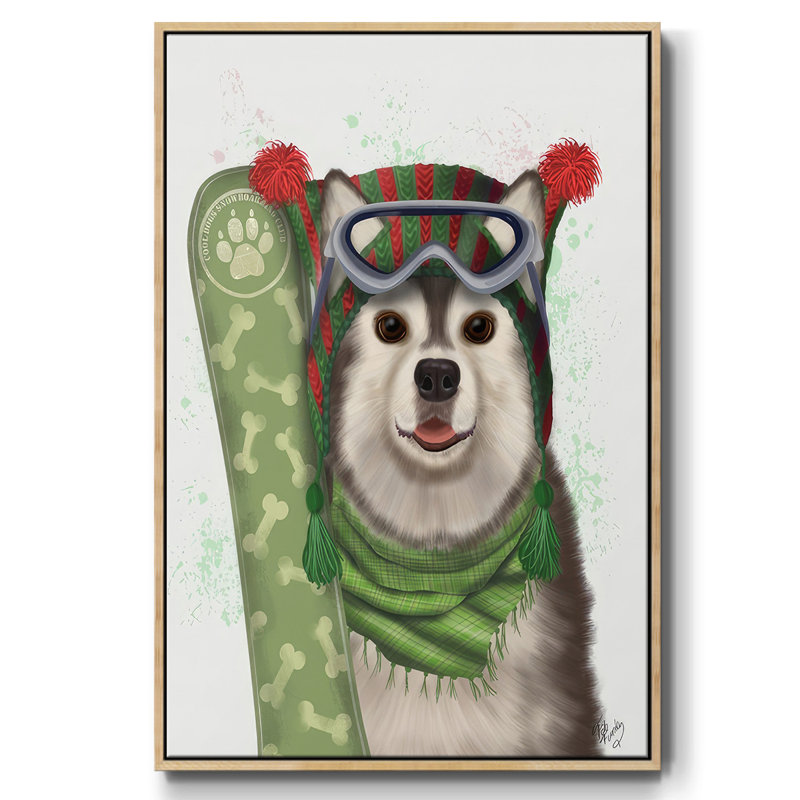 Snowboard de Noël Husky, H 37 po x l 25 po x P 1,5 po, Naturel