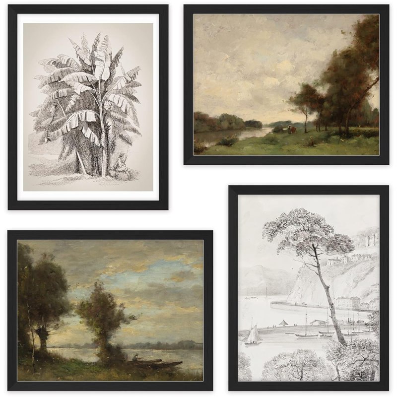 «Rustic Storm», impression de 4 pièces, Noir, H 14 po x l 11 po x P 1 po
