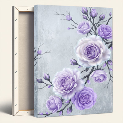 Purple Roses Canvas Wall Art Oil Painting Print Set Of 1