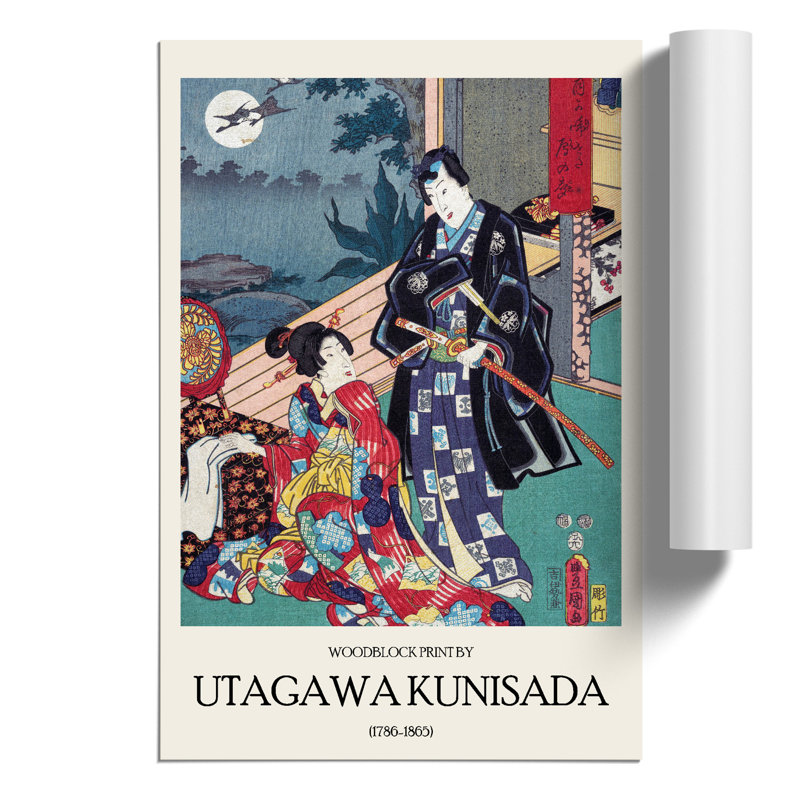 A Full Moon by Utagawa Kunisada - No Frame Painting, 42cm H x 30cm W x 0.1cm D