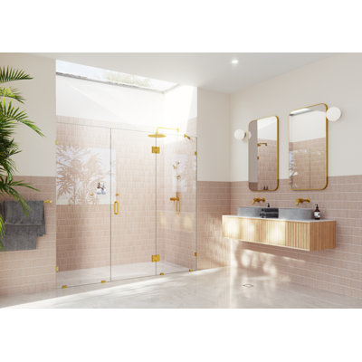 Stellar 81.25 in. W x 78 in. H Fully Frameless 3 Panel Inline Glass Hinged Shower Enclosure