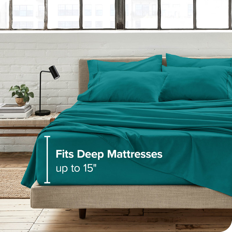 Microfiber Sheet Set with Bonus Pillowcase Set, Emerald, Split King