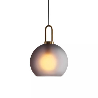 Pufahl 1 - Light Brass Sphere Pendant-Modern Glass Pendant Light - Adjustable Industrial Ceiling Fixture with E27 Stainless Iron Design