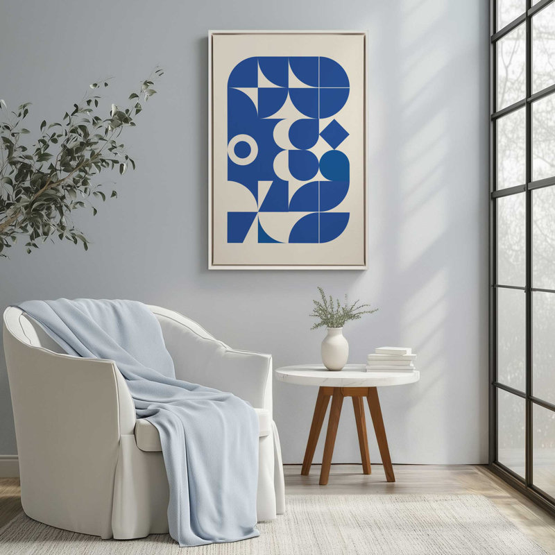 Modern Blue Forms Canvas Print, Polished Chrome Floater Framed, 12.75" H x 8.75" W x 1.75" D