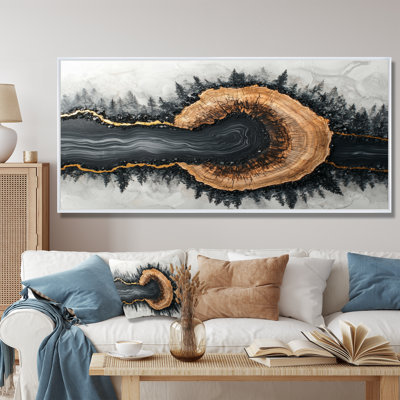 Cristal actuel dans la forêt d'hiver rivière V - art mural forêt