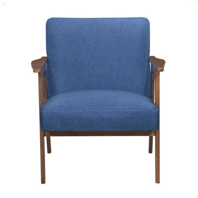 Modern Home Furniture Fabric Upholstery 1Pc Accent Chair Brown Finish Solid Rubberwood Contemporary Cushion Seat
