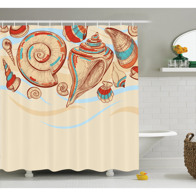 Rideau de douche et crochets mollusk, H 75 po x l 69 po