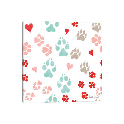 Paws Of Love Pattern IIIA by Beth Grove - Wrapped Canvas Print