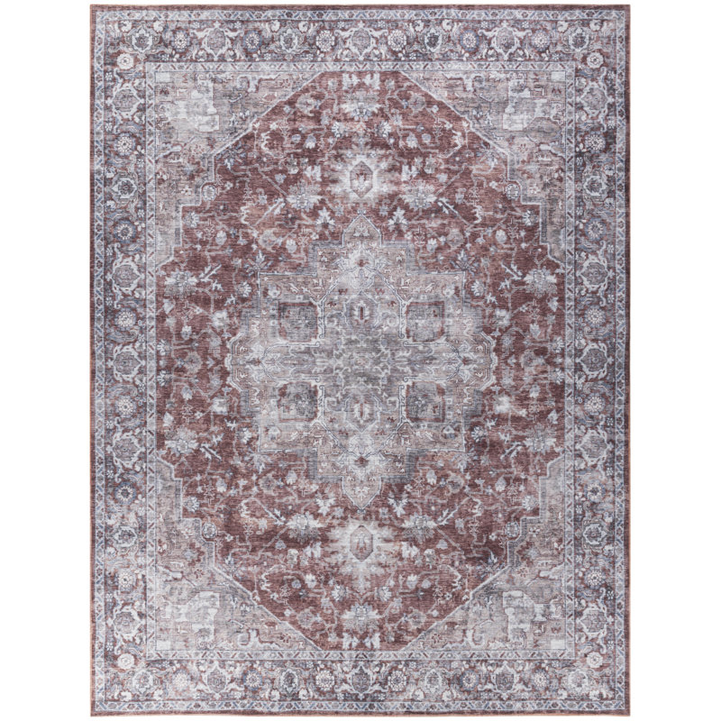 Tapis oriental rouge tissé à la machine Nicole Curtis, Rectangle 9 pi 2 po x 12 pi