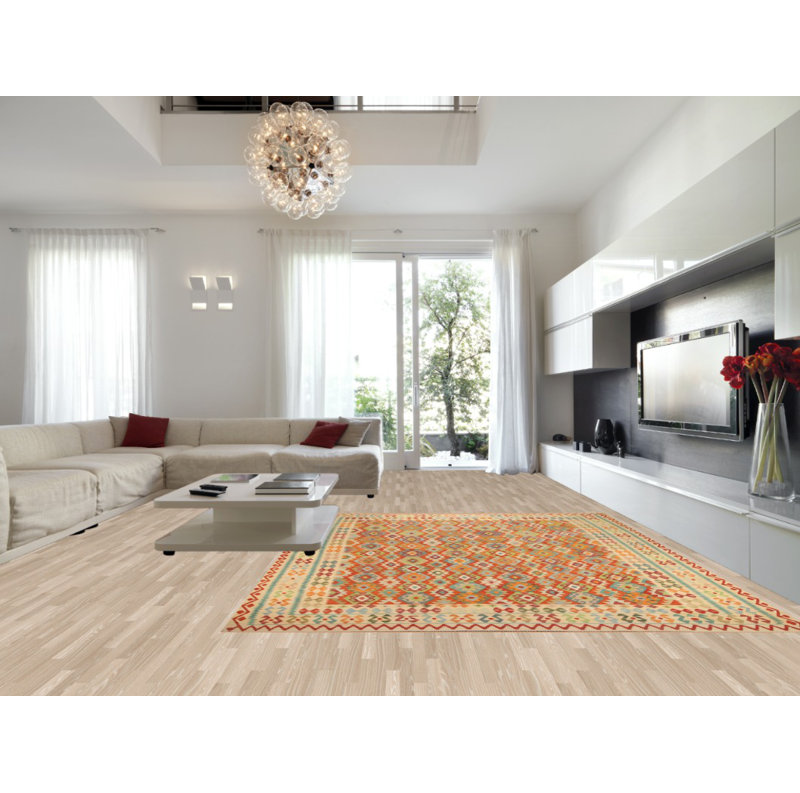 Tapis géométrique en laine Kilim 10 x 13