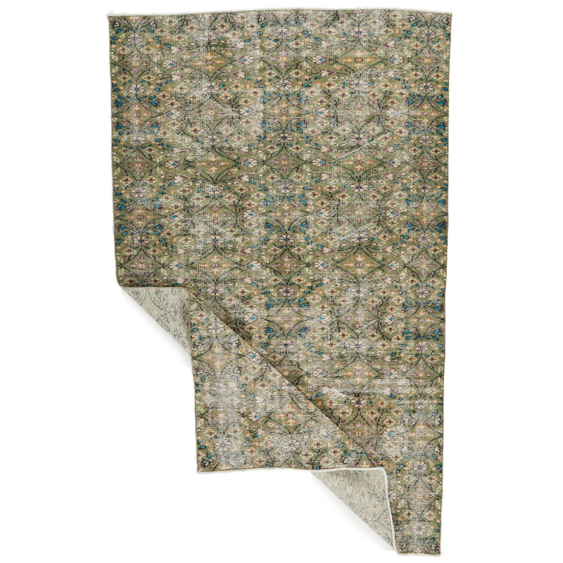 Tapis turc vert et multicolore 5 x 8
