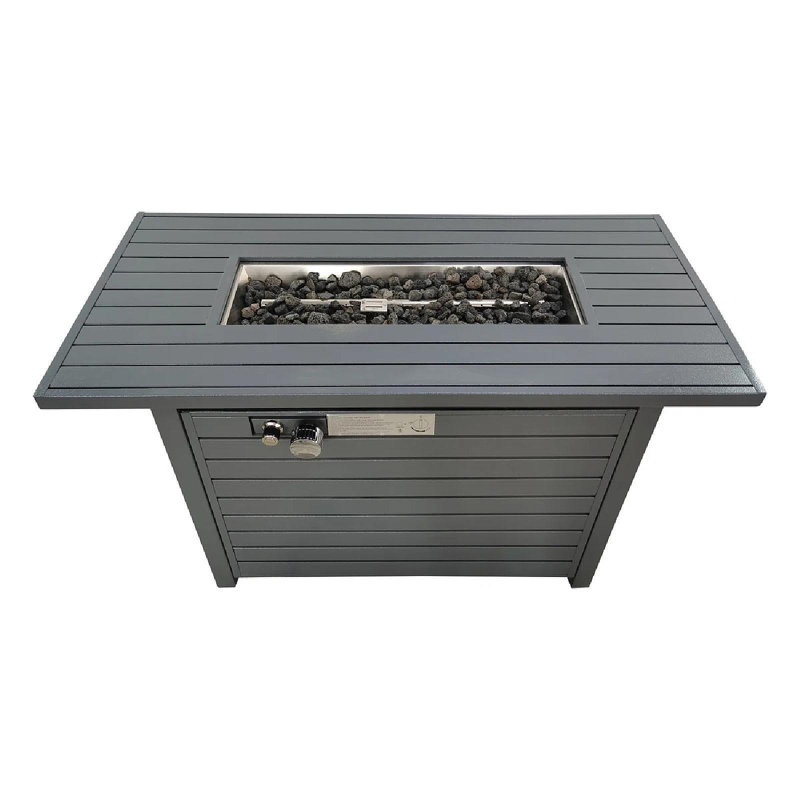 Table de foyer d'extérieur au gaz 24 po avec couvercle - Fabrication en acier durable
