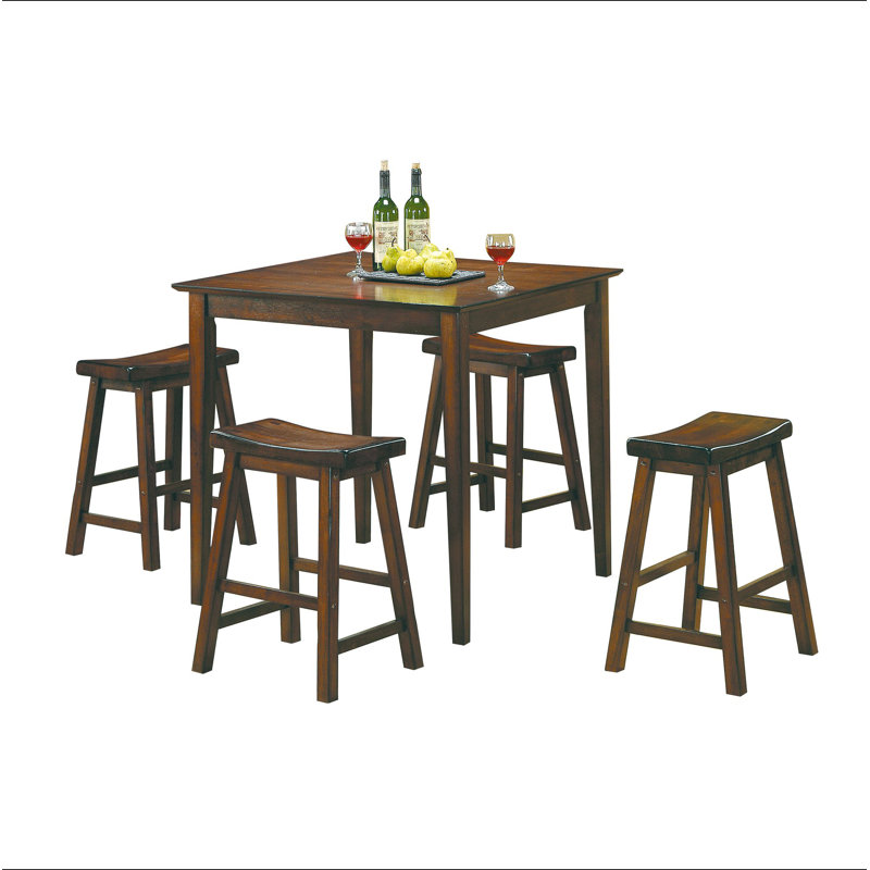 Ensemble de 2 tabourets de 18 pouces de hauteur avec siège en selle et meubles en bois massif à finition cerisier
