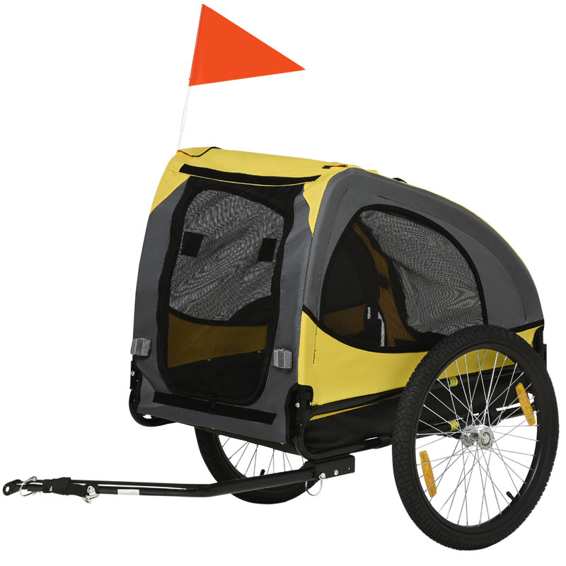 Remorque de vélo pour chien, poussette pour animaux avec roues pour chiens de taille moyenne, jaune