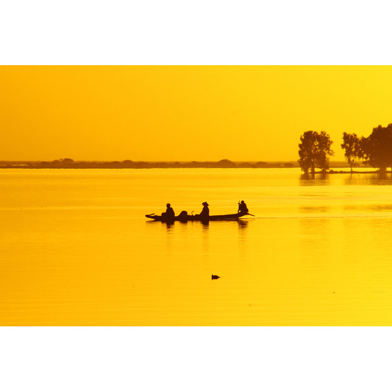 Pirogue On Niger River - Wrapped Canvas Print, 30cm H x 46cm W
