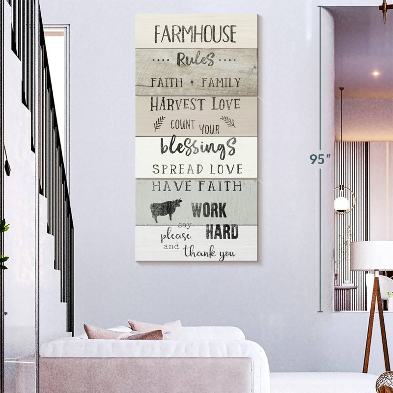 Plaque murale Farmhouse Rules, H 80 po x l 39 po