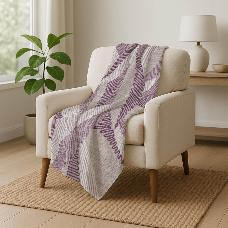 Jeté floral Sherpa ASB904 Addison, Lavande