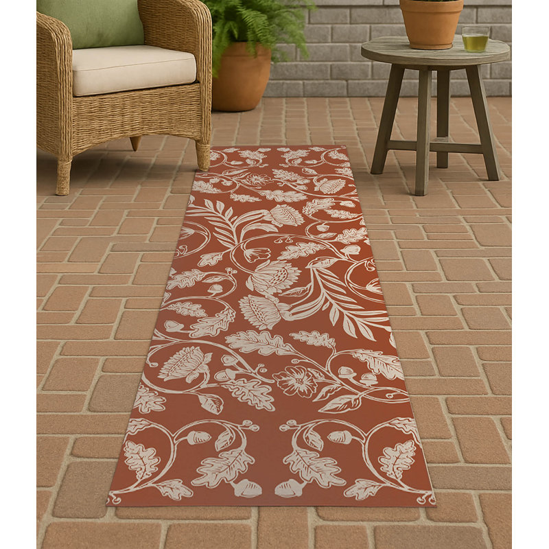 Autumn Vines Non Slip Outdoor Rug, Runner 2'6" x 8'