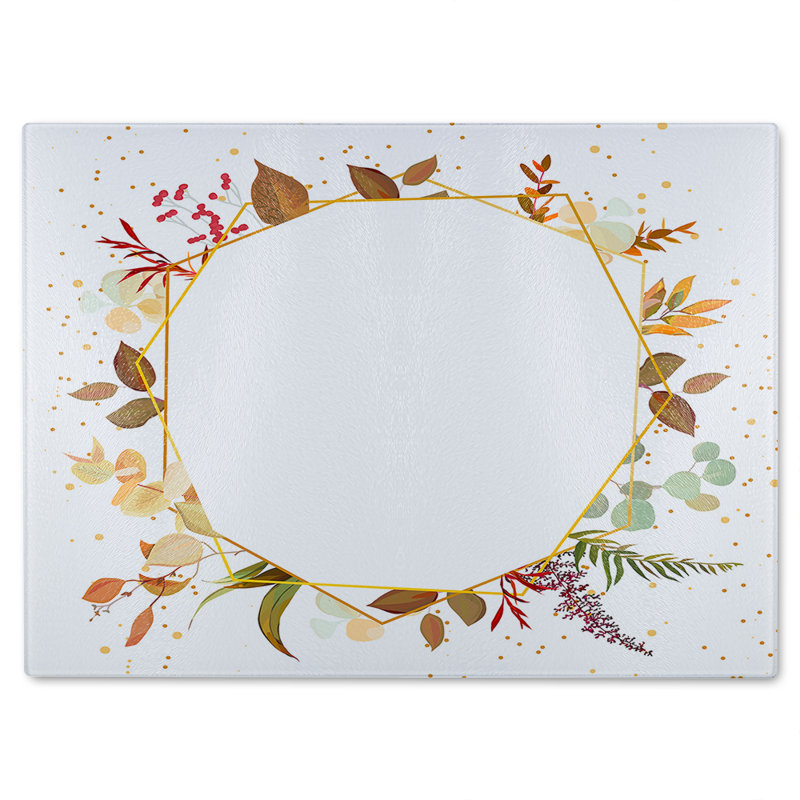 Autumn Flowers Glass Chopping Board
