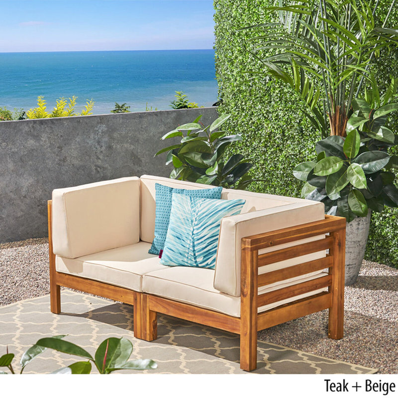 Oana 2-Piece Love Seat Set, Beige, Beige, Brown