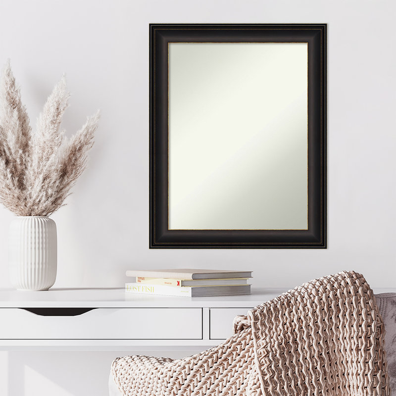 Miroir d'appoint mural en plastique noir, 28,5 po x 22,5 po