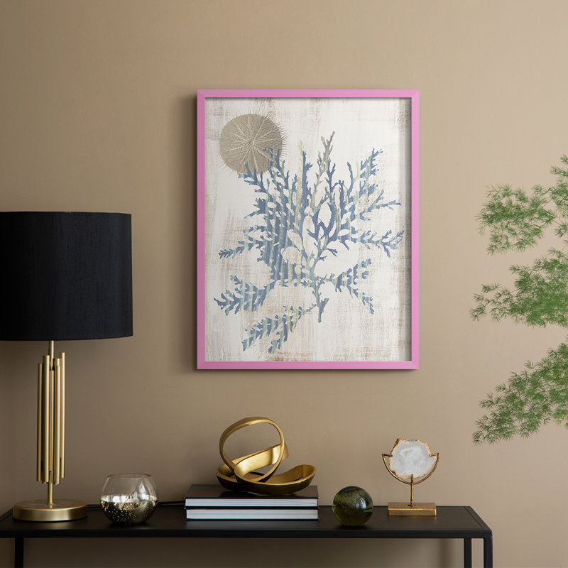 Kelp IV Framed Print - Solid Wood, Pink, 11" H x 9" W