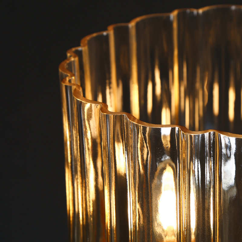 Lustre rond de style milieu du siècle à 3 lumières, intensité variable, verre transparent, cuivre, pour salon
