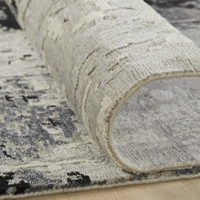 Solaris Obsidian Mist Hand-Knotted Wool Area Rug, Rectangle 10' x 14'