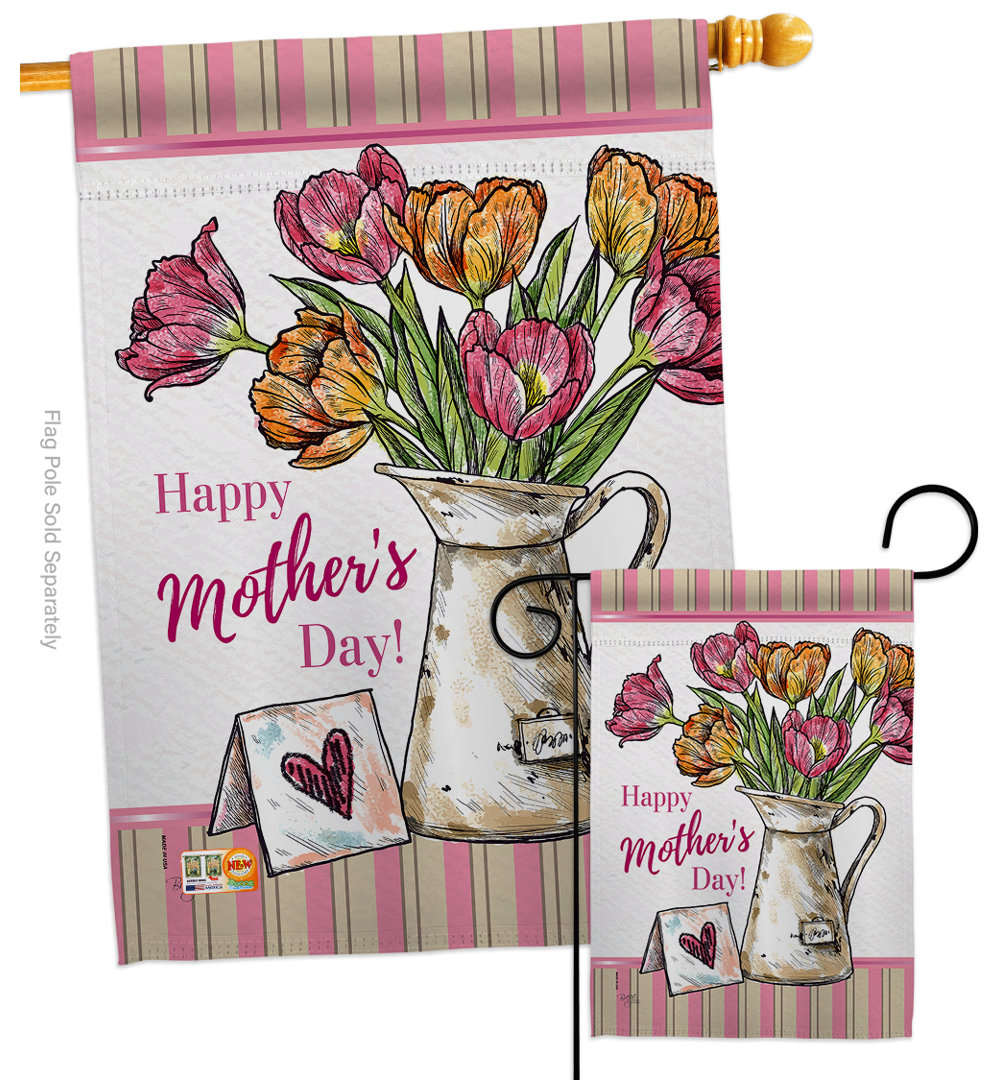 Double Sided 40'' H x 28'' W Polyester Mother's Day Flag Set Breeze Decor