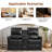 PU Leather Upholstered Manual Reclining Loveseat Sofa With Cup Holders-1833173631