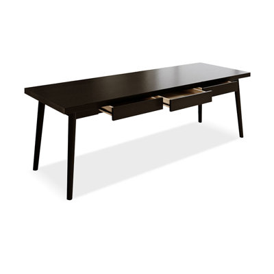 Black Rectangular Solid Wood With 3 Drawers Desks