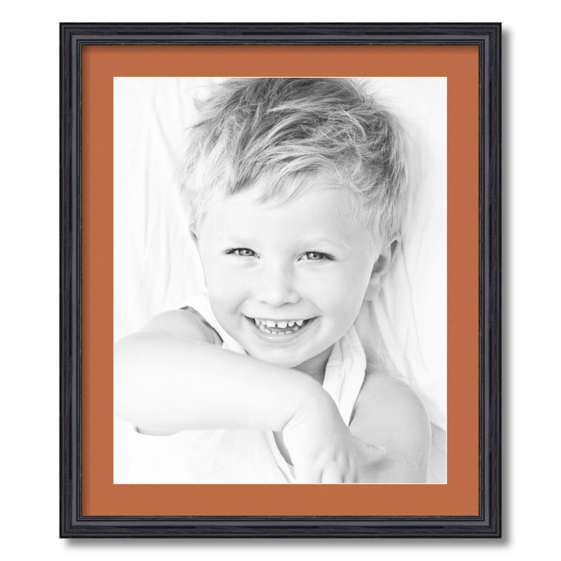 Wood Matte Picture Frame with Mat, Red Orange