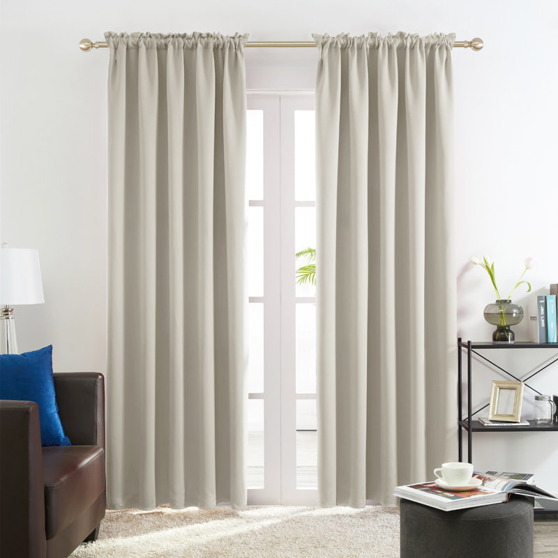 Harlowe Room Darkening Curtain Pair, 38" W x 63" L, Light Beige
