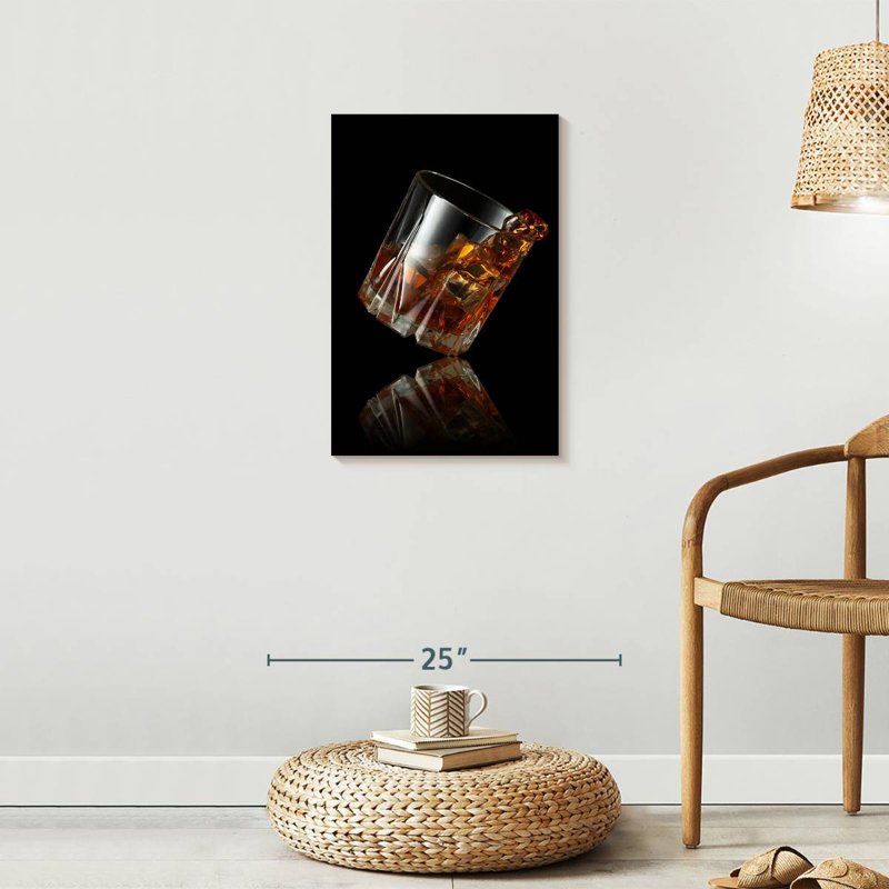 Whiskey Glass Reflection Canvas Print, 24" H x 16" W x 1.25" D