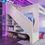 Lit mezzanine de jeu avec escalier de rangement et bureau à DEL-972923790-972923791