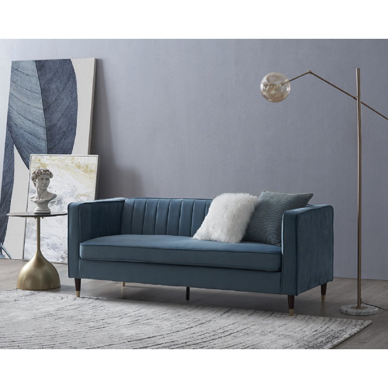 Doty 2 Seater Velvet Sofa, Blue